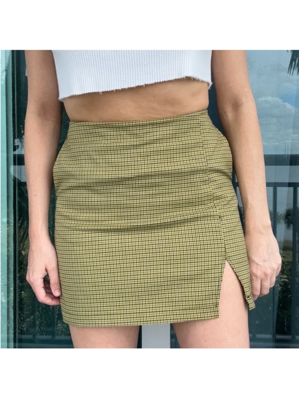 Urban Outfitters Yellow Plaid Mini Skirt S